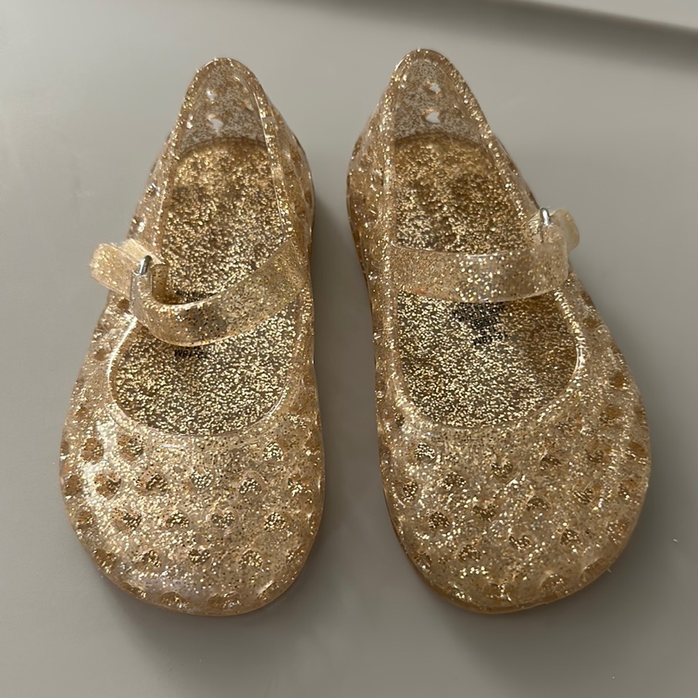 Gold glitter baby girl flats ballerina shoes